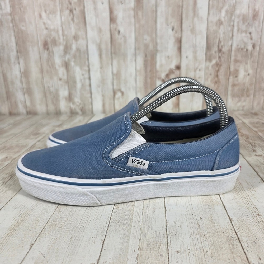Vans Slip On Canvas Shoes Blue Womens Size 8.5 Casual Sneakers - Picture 2 of 8